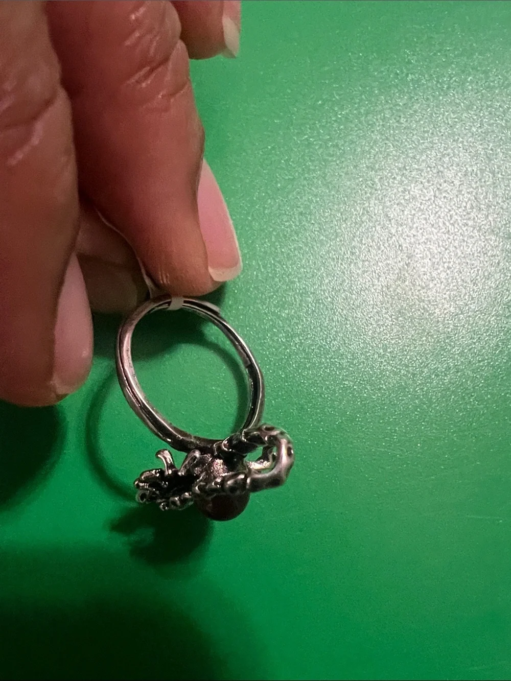 Sterling Silver Scorpion Ring with Dark Stone - Silver